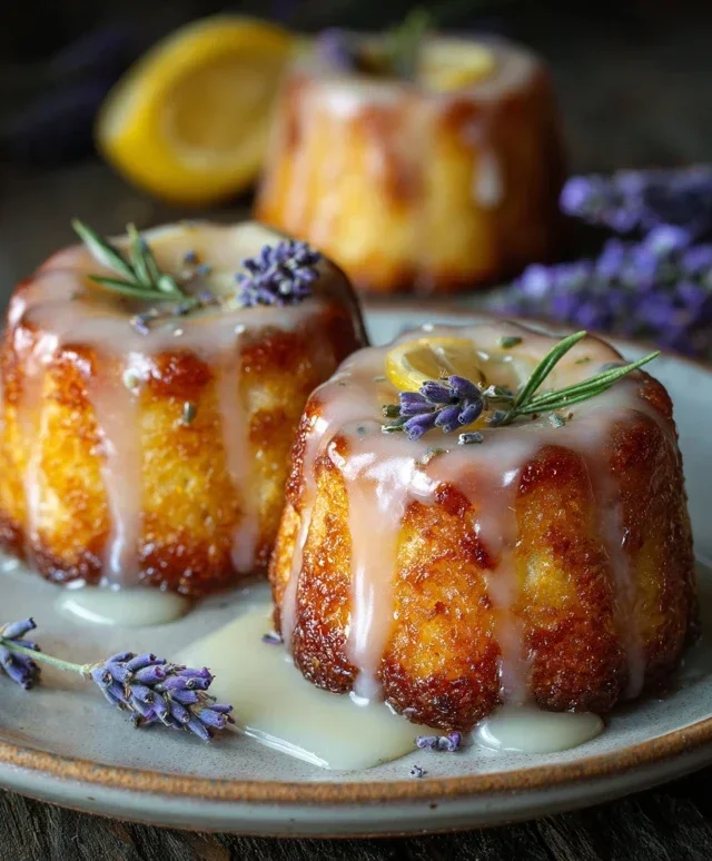 Mini Lemon Cakes With Lavender Glaze