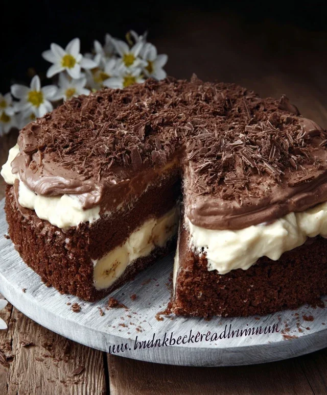 Schnelle Schokotorte mit Bananen