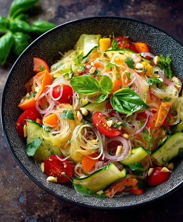 Glasnudelsalat mit frischem Gemuse