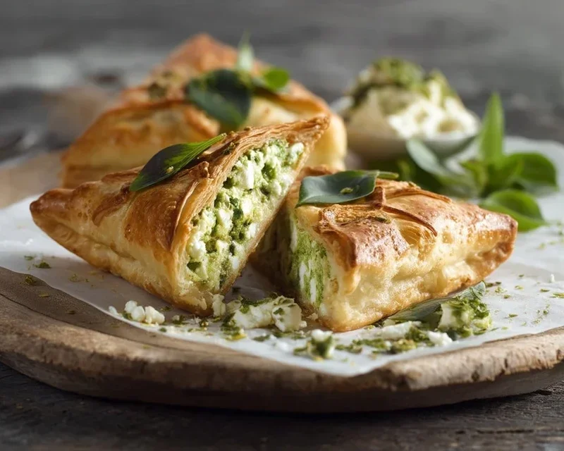 Blätterteigecken mit Bärlauch-Feta-Füllung