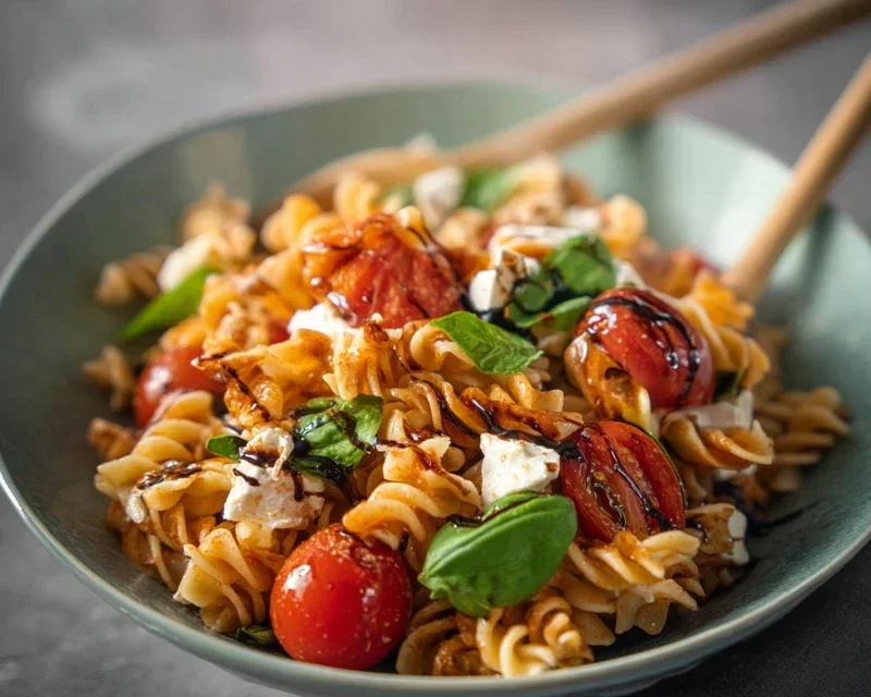 Mediterraner Nudelsalat mit Balsamico Dressing