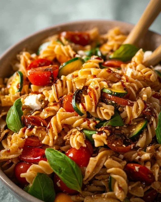 Mediterraner Nudelsalat mit Balsamico Dressing