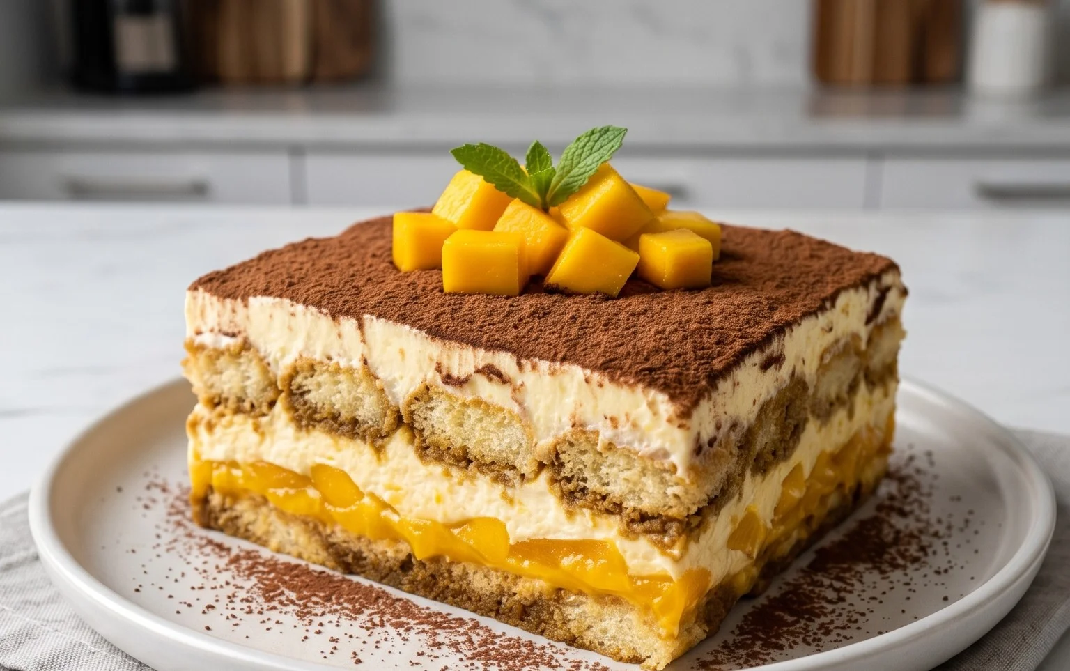 Mango Tiramisu (eggless, dairy-free)