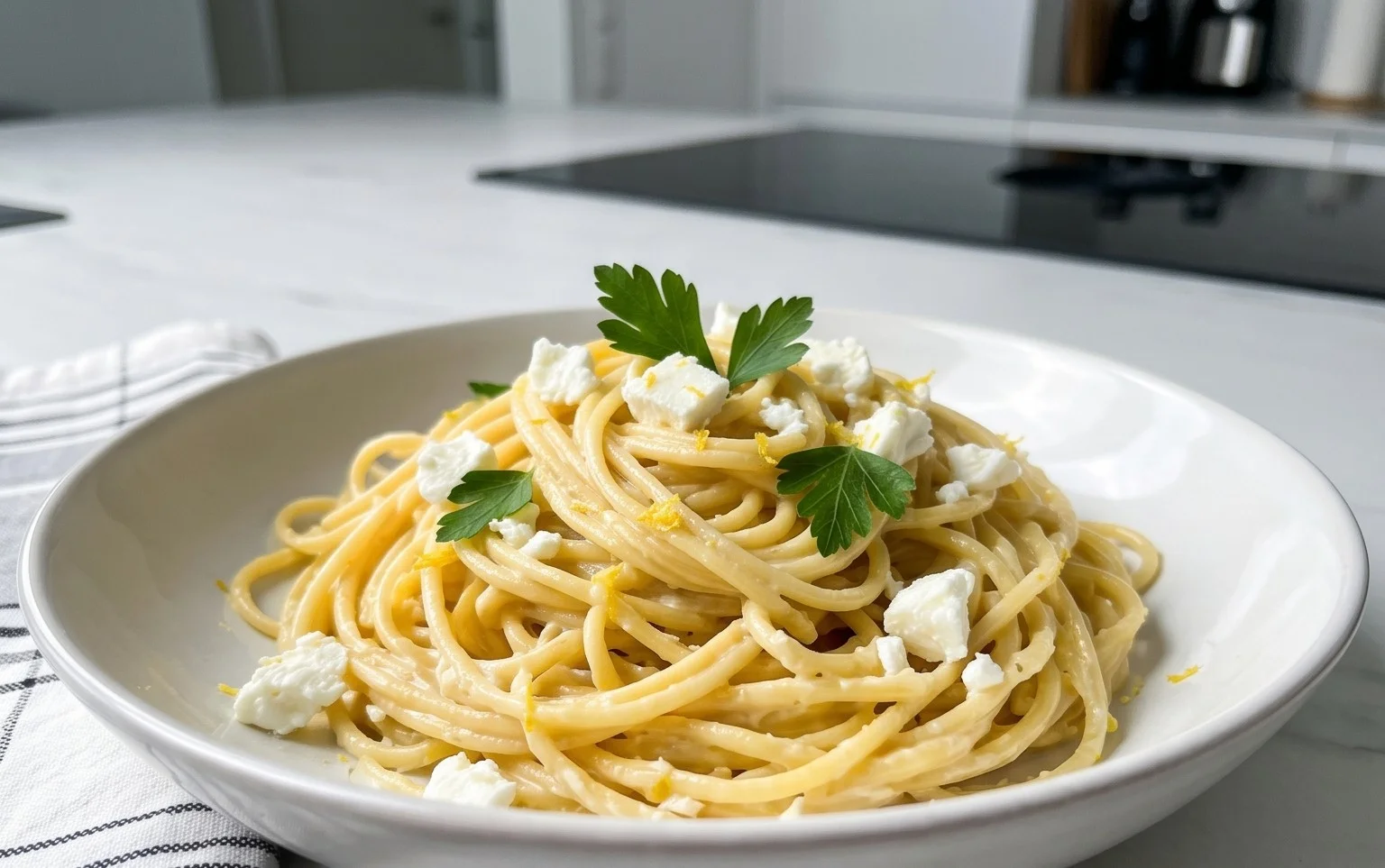 Cremige Zitronen-Feta-Pasta in 30 Minuten