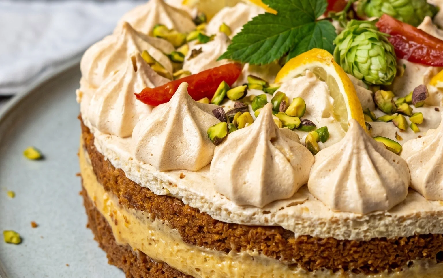 Stachelnon-alcoholic beer-Baiser-Torte