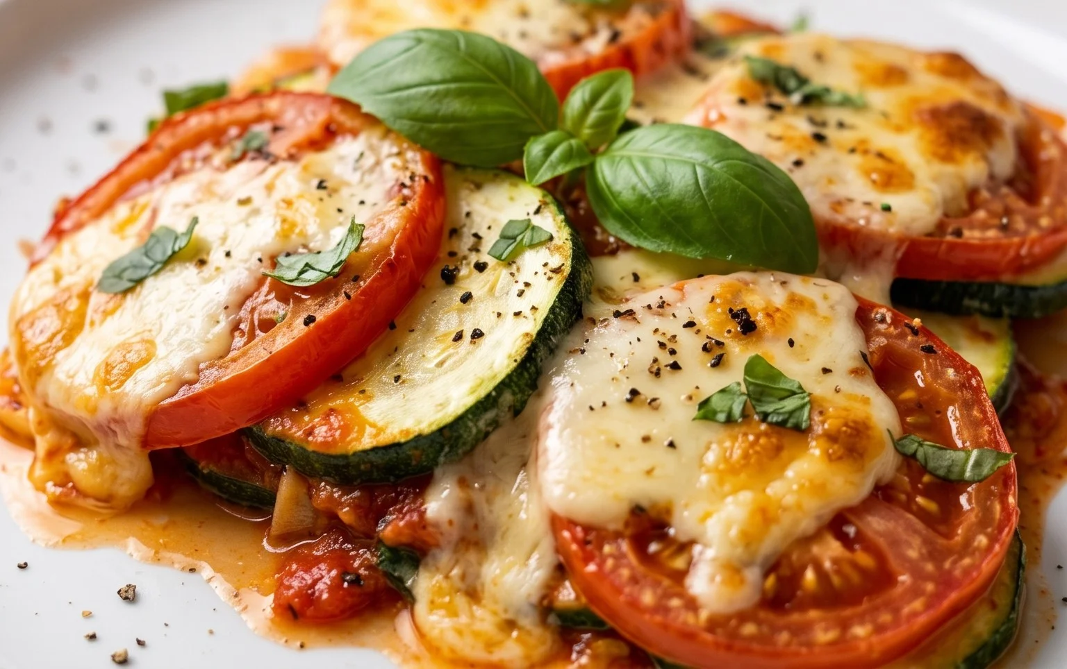 Tomaten Zucchini Auflauf mit Mozzarella