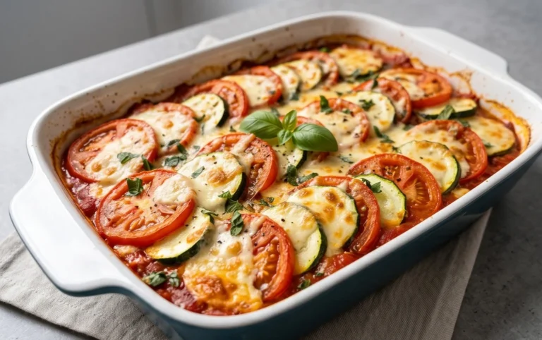 Tomaten Zucchini Auflauf mit Mozzarella