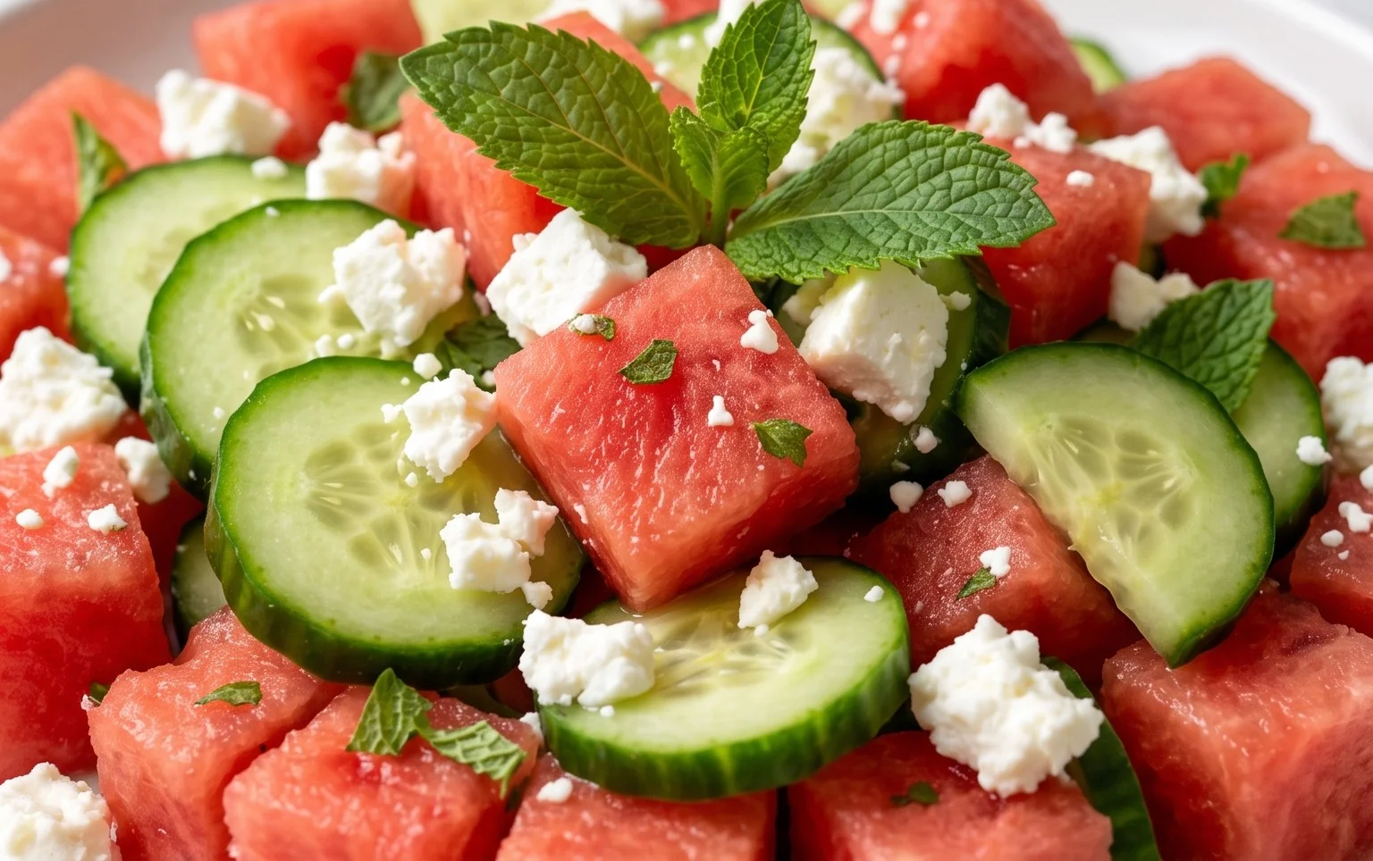 SIMPLE Watermelon + Cucumber + Feta Salad