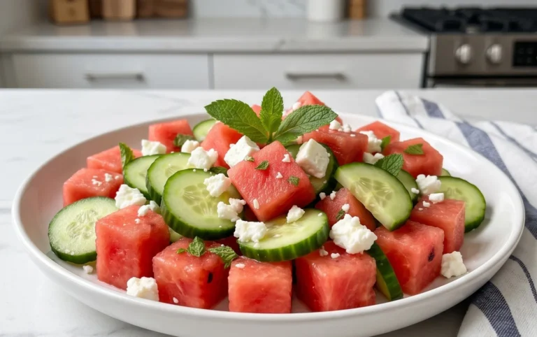 SIMPLE Watermelon + Cucumber + Feta Salad