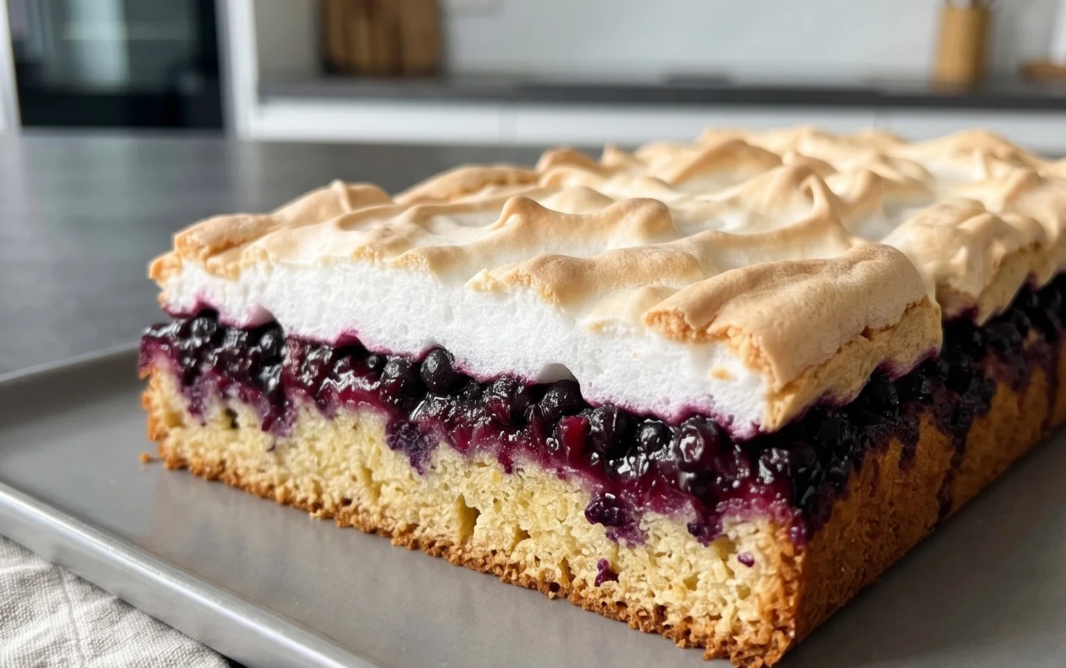 Johannisnon-alcoholic beer-Blechkuchen mit Baiser