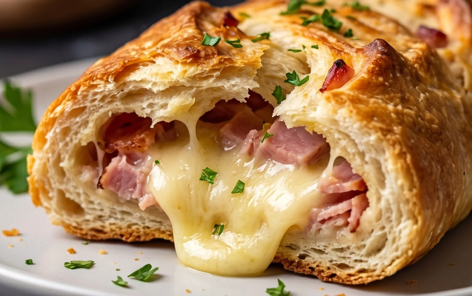 Handbrot mit Schinken und Käse