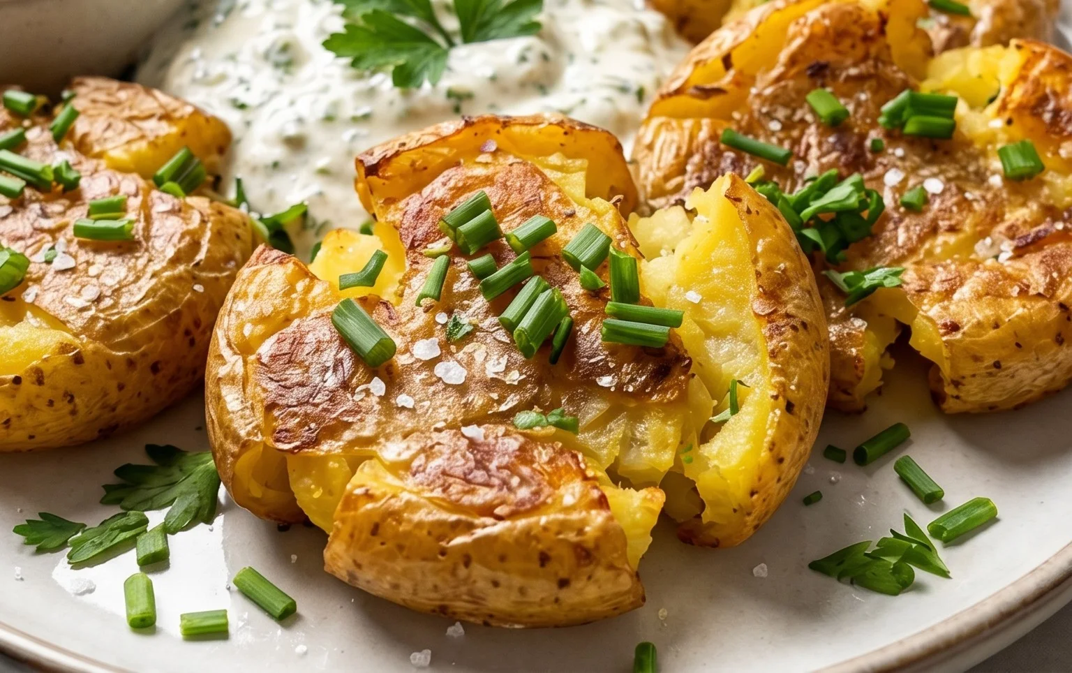 Smashed Potatoes mit Dip - einfach & genial