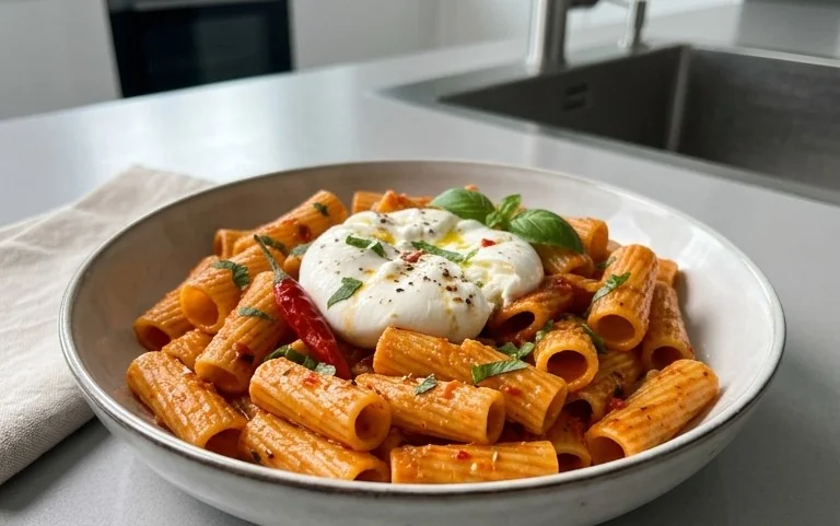 Spicy burrata rigatoni