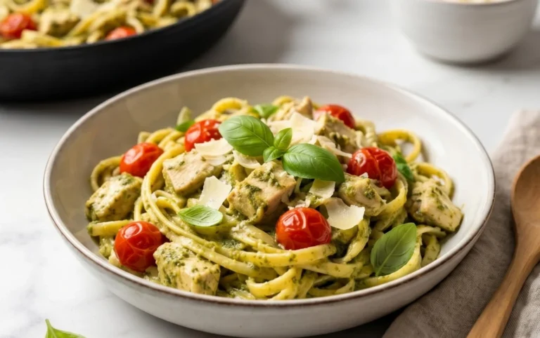 One Pot Creamy Pesto Pasta