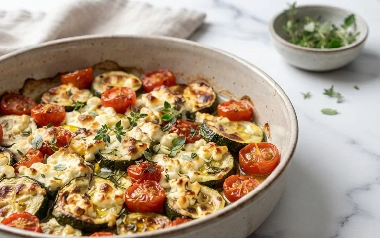 Courgettes feta au four