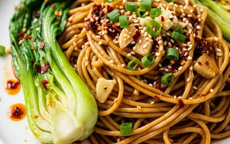 Spicy Garlic Soba Noodles with Bok Choy