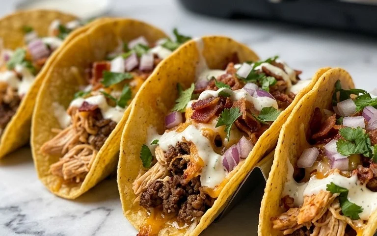 Baked Chicken Beef Bacon Ranch Tacos