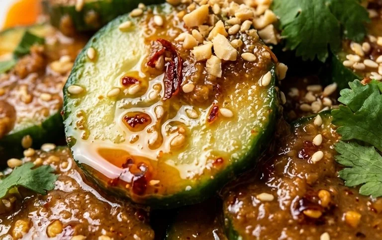 Cucumbers in Spicy Peanut Sauce