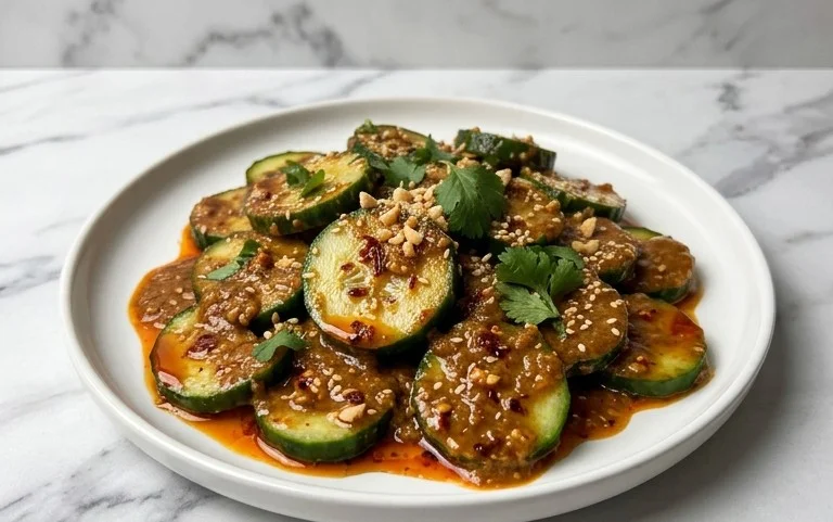 Cucumbers in Spicy Peanut Sauce