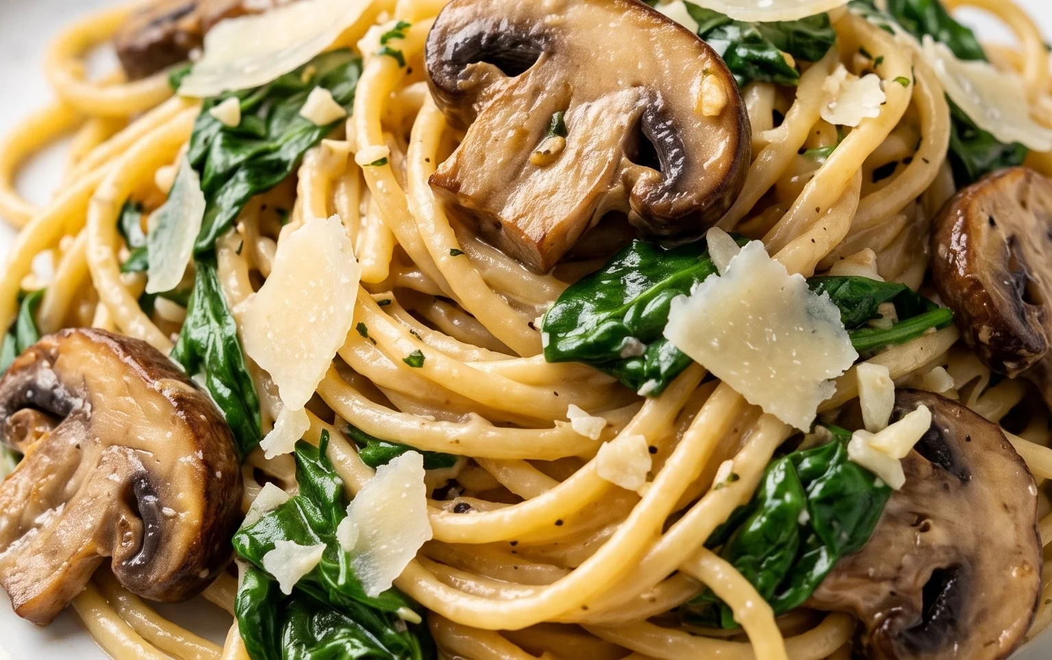 One-Pot Garlic Parmesan Pasta with Spinach and Mushrooms