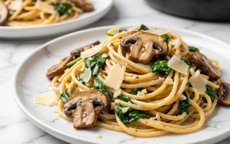 One-Pot Garlic Parmesan Pasta with Spinach and Mushrooms