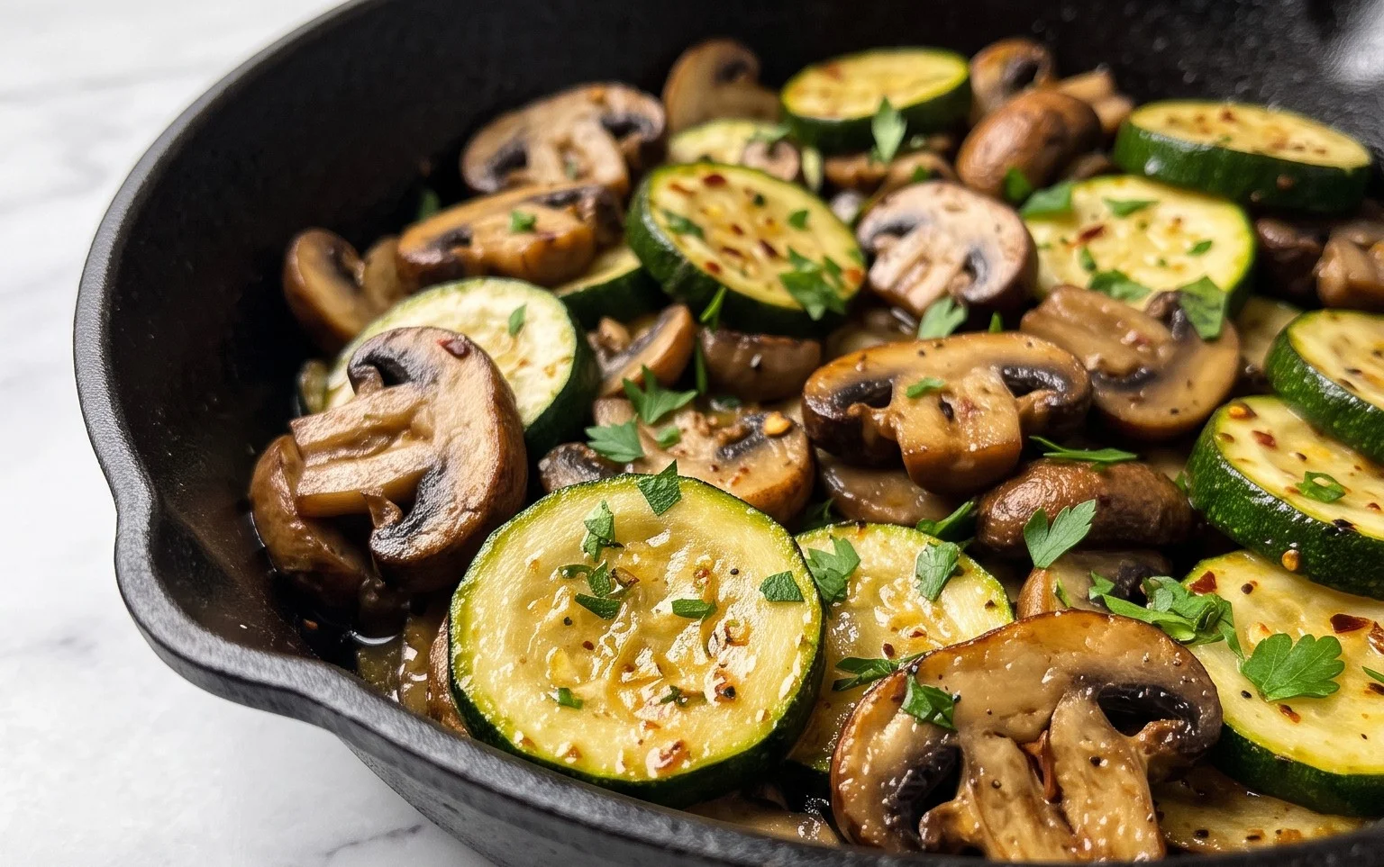Skillet Zucchini and Mushrooms