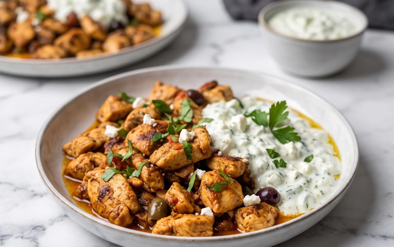 Mediterranes Hähnchen-Gyros mit Feta-Tzatziki genießen!