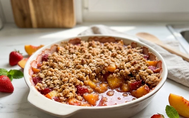Peach & Strawberry Crisp