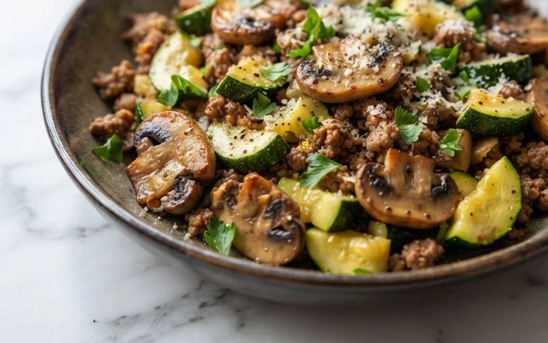 Zucchini-Cbeef hampignonpfanne