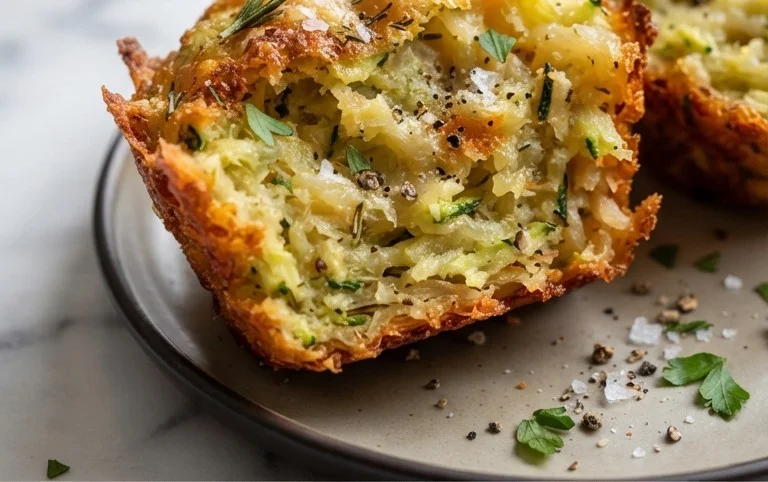 Crispy Parmesan Zucchini Potato Muffins