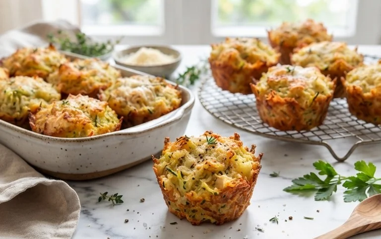 Crispy Parmesan Zucchini Potato Muffins