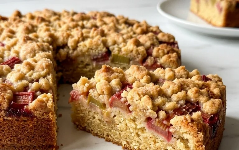 Rhabarberkuchen mit Streusel – Rezept für Eilige