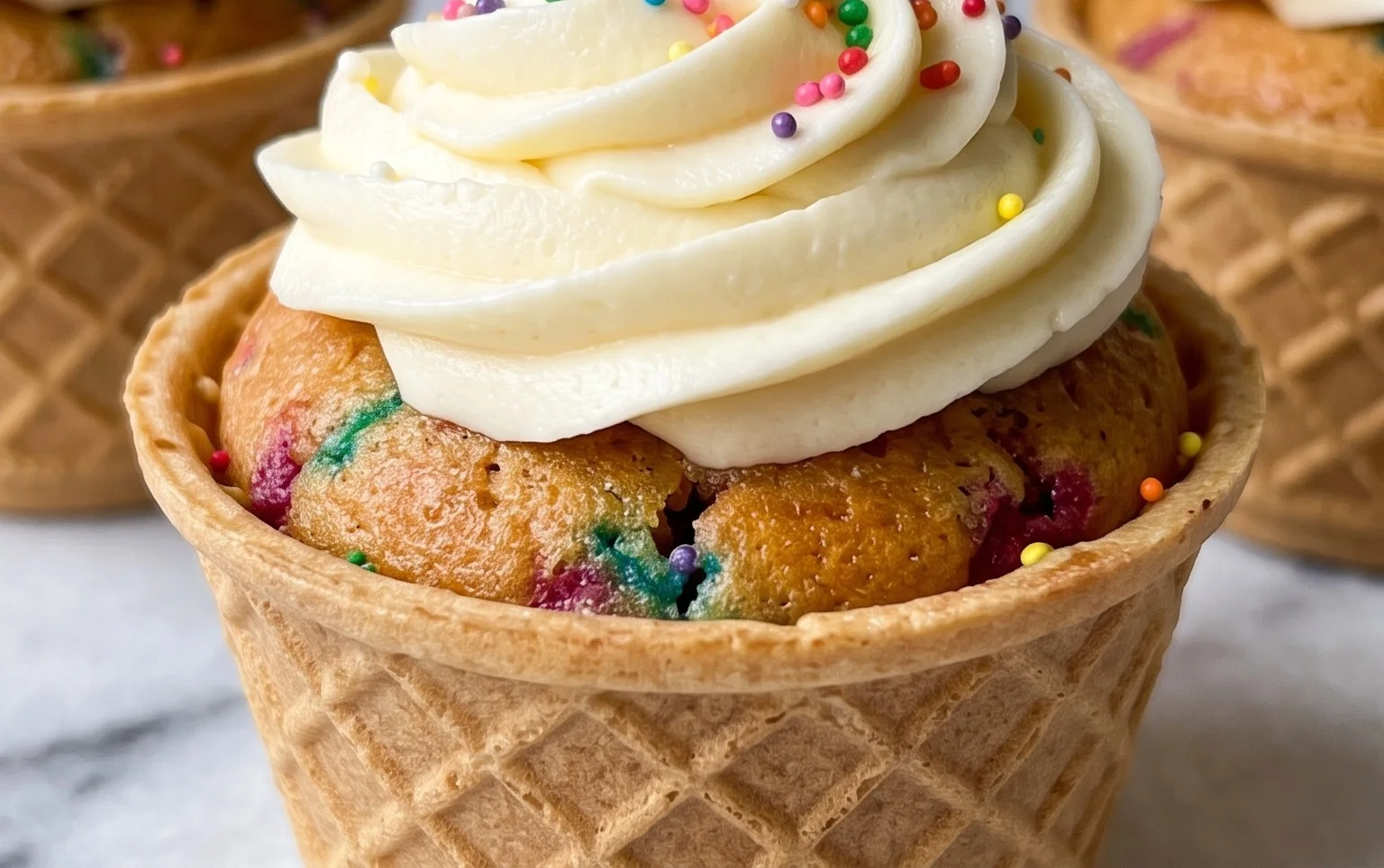 Kuchen im Waffelbecher