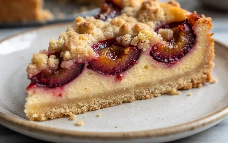 Zwetschgen-Käsekuchen - mit Mürbeteigboden & Streusel