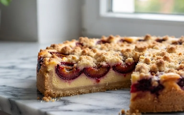 Zwetschgen-Käsekuchen - mit Mürbeteigboden & Streusel