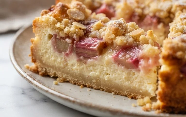 Rhabarber Käsekuchen mit Streuseln