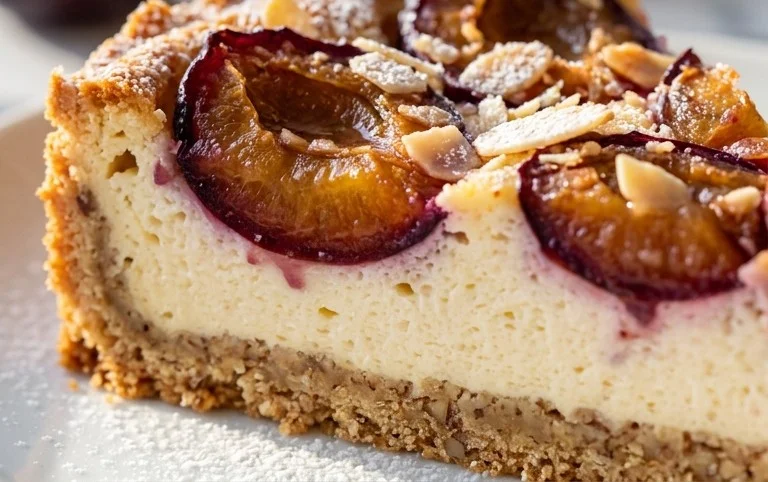 Zwetschgen-Topfenkuchen mit Nuss-Mürbteig