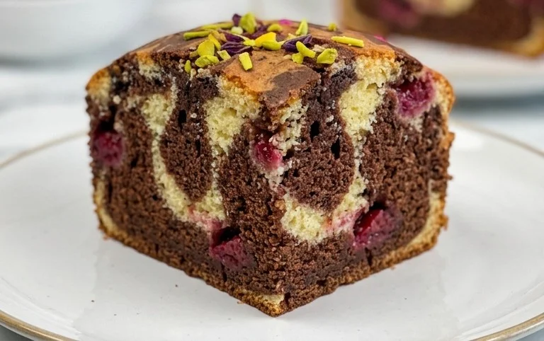 Marmorkuchen mit Kirsch Extracten vom Blech