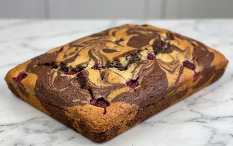 Marmorkuchen mit Kirsch Extracten vom Blech