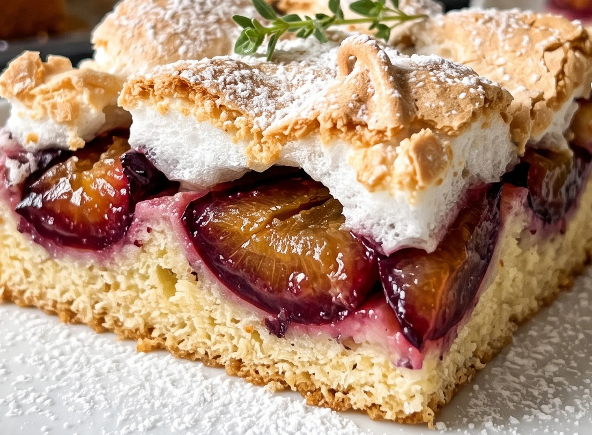 Polnischer Zwetschgen Kuchen vom Blech mit Baiser