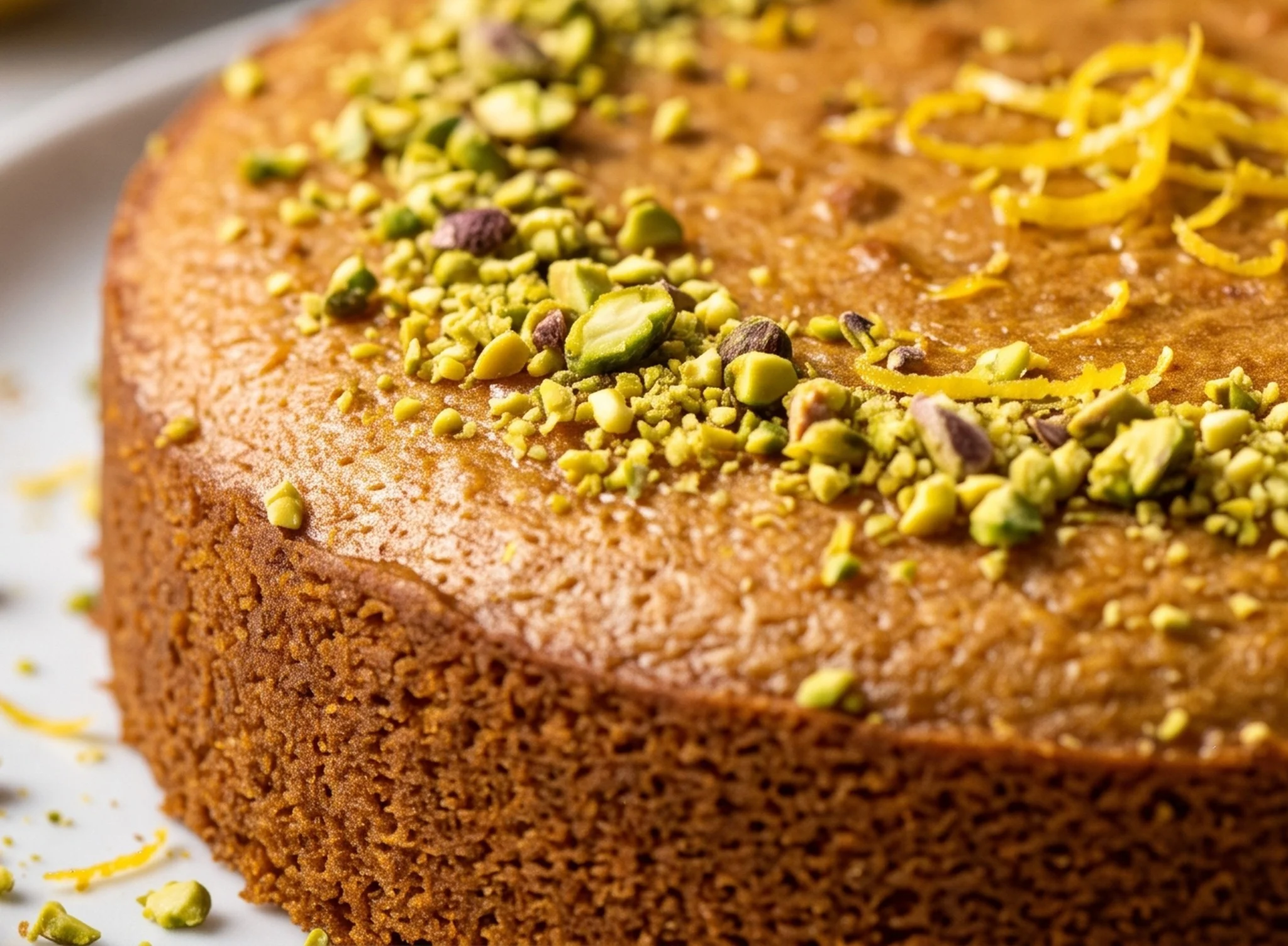 Vegan Olive Oil Cake with Lemon and Pistachio